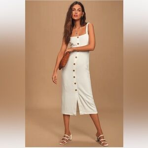 NWT Lulus white button down midi dress